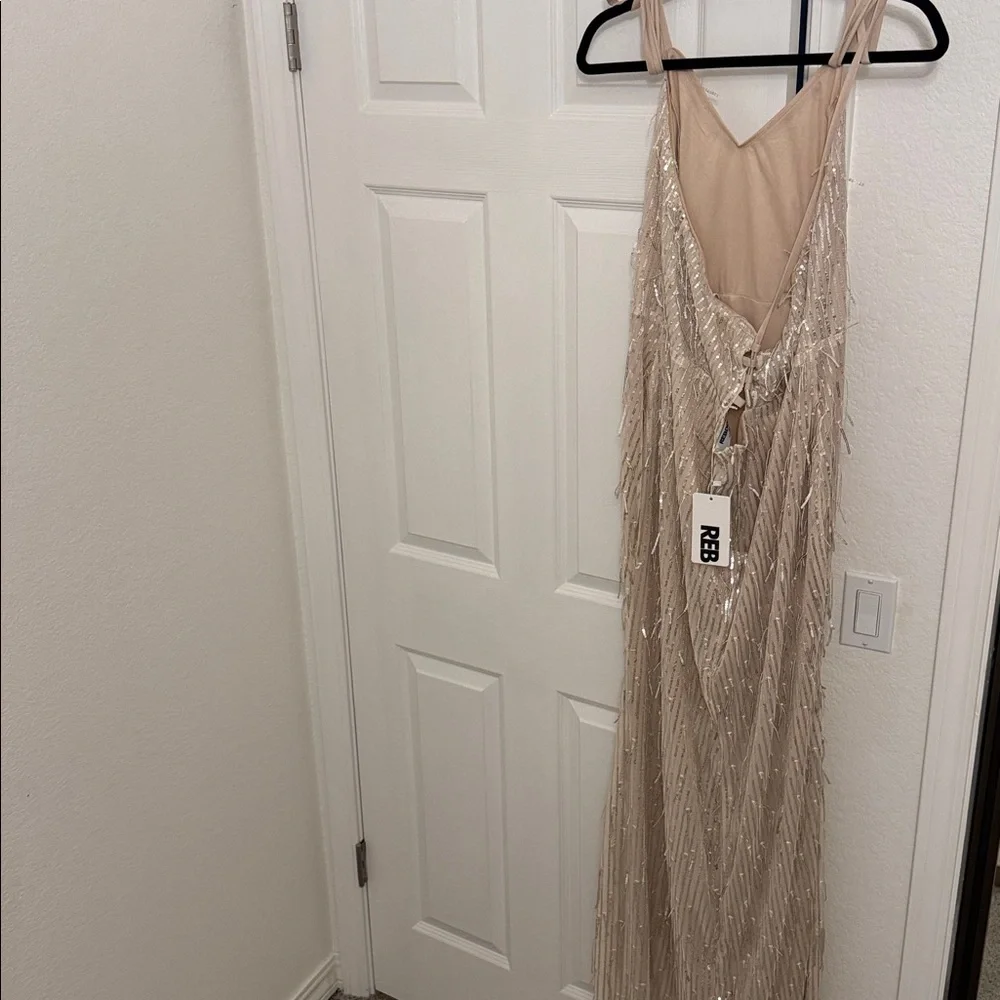 Rebdolls Champagne Sequin Fringe Maxi Dress - Picture 2 of 5